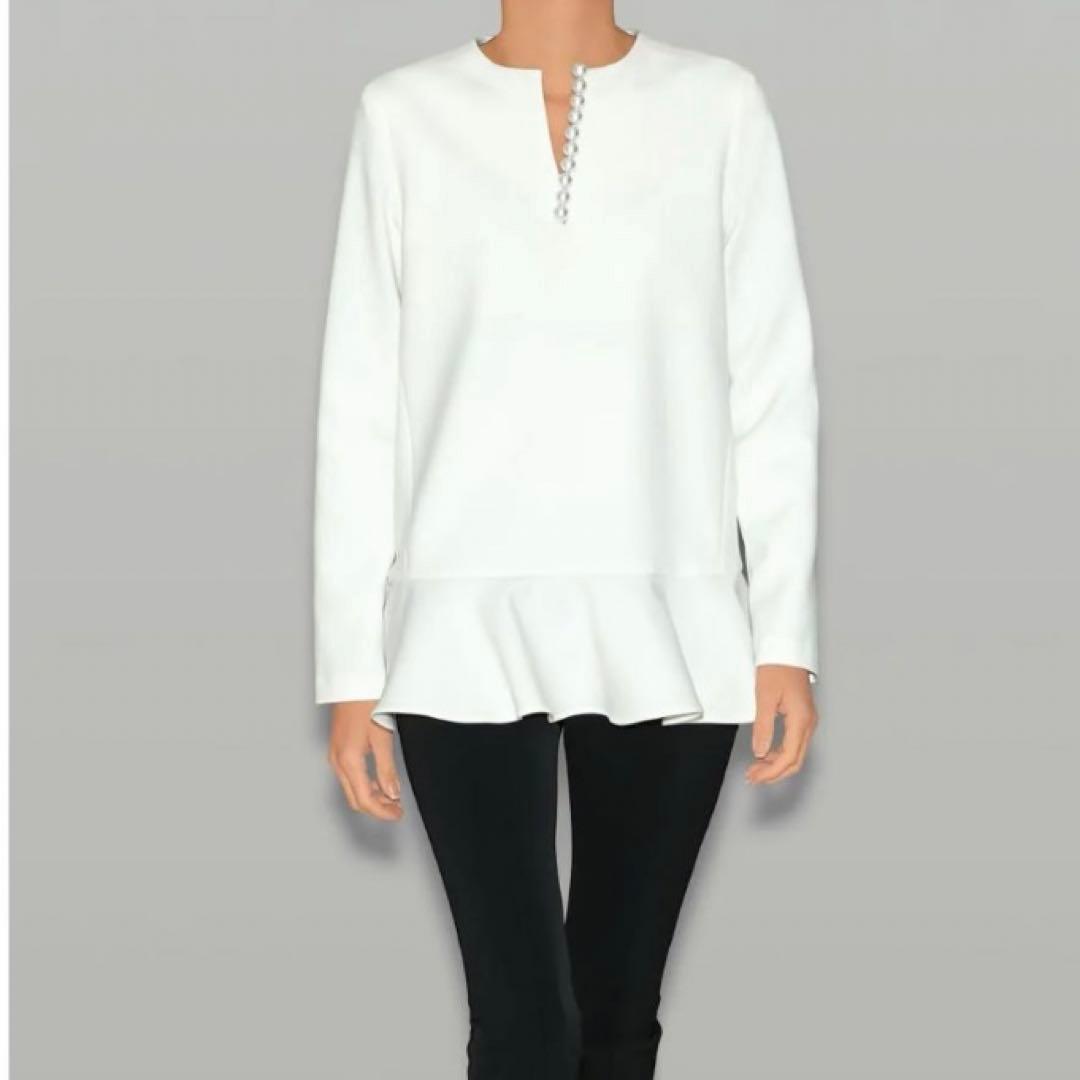 yoko chan ヨーコチャン トップス パール フリル ホワイト アイボリー