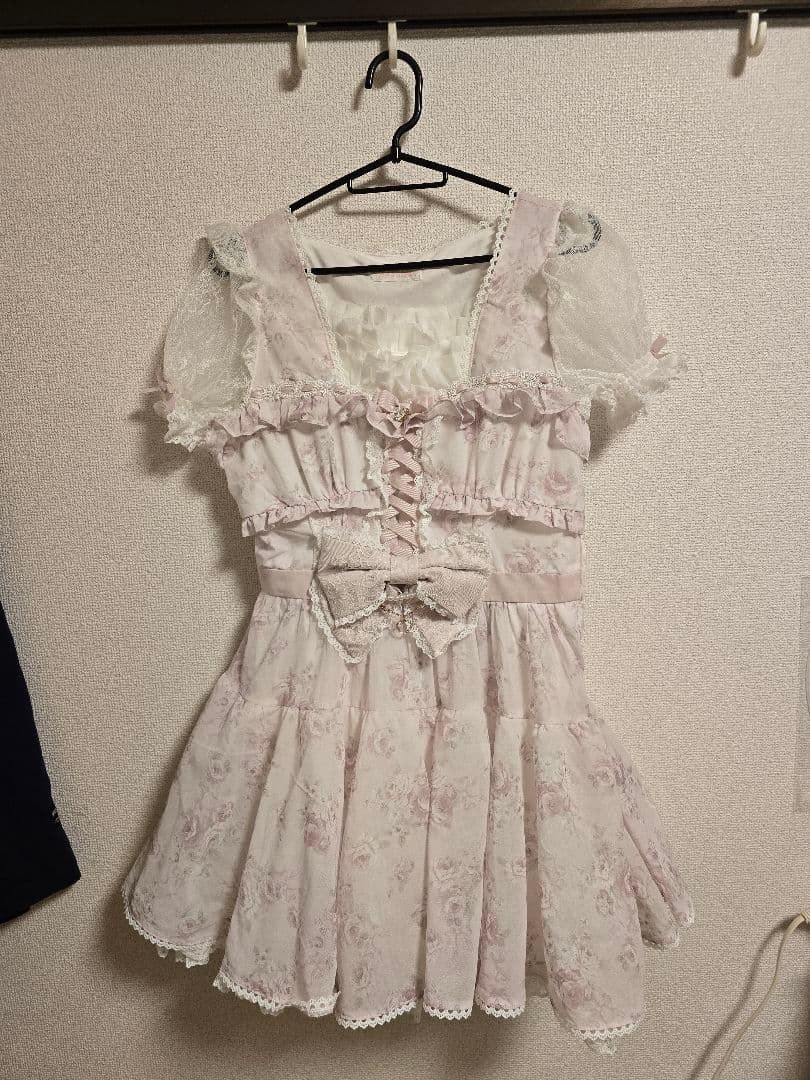 LIZLISA ローズリボンシフォンワンピース(ピンク)