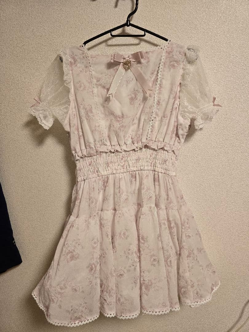 LIZLISA ローズリボンシフォンワンピース(ピンク)