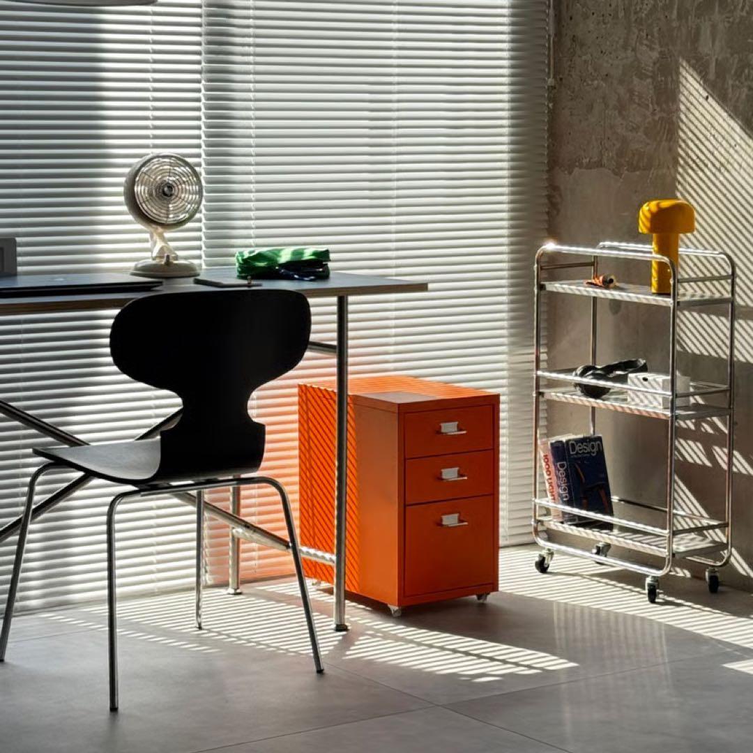 カラー スチールキャビネット デスクワゴン 3段【ART OF BLACK】