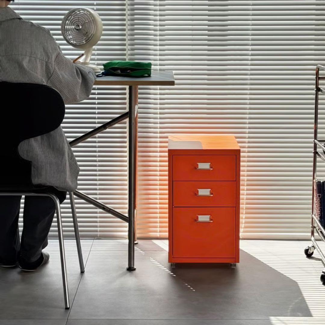 カラー スチールキャビネット デスクワゴン 3段【ART OF BLACK】