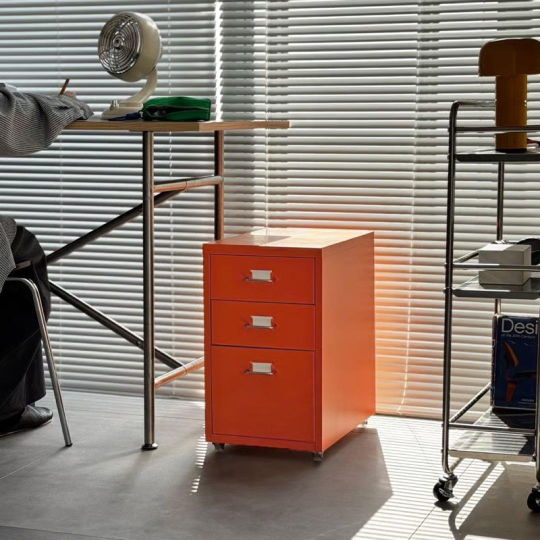 カラー スチールキャビネット デスクワゴン 3段【ART OF BLACK】