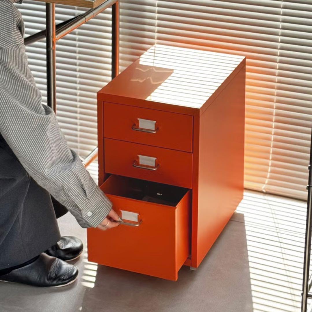 カラー スチールキャビネット デスクワゴン 3段【ART OF BLACK】