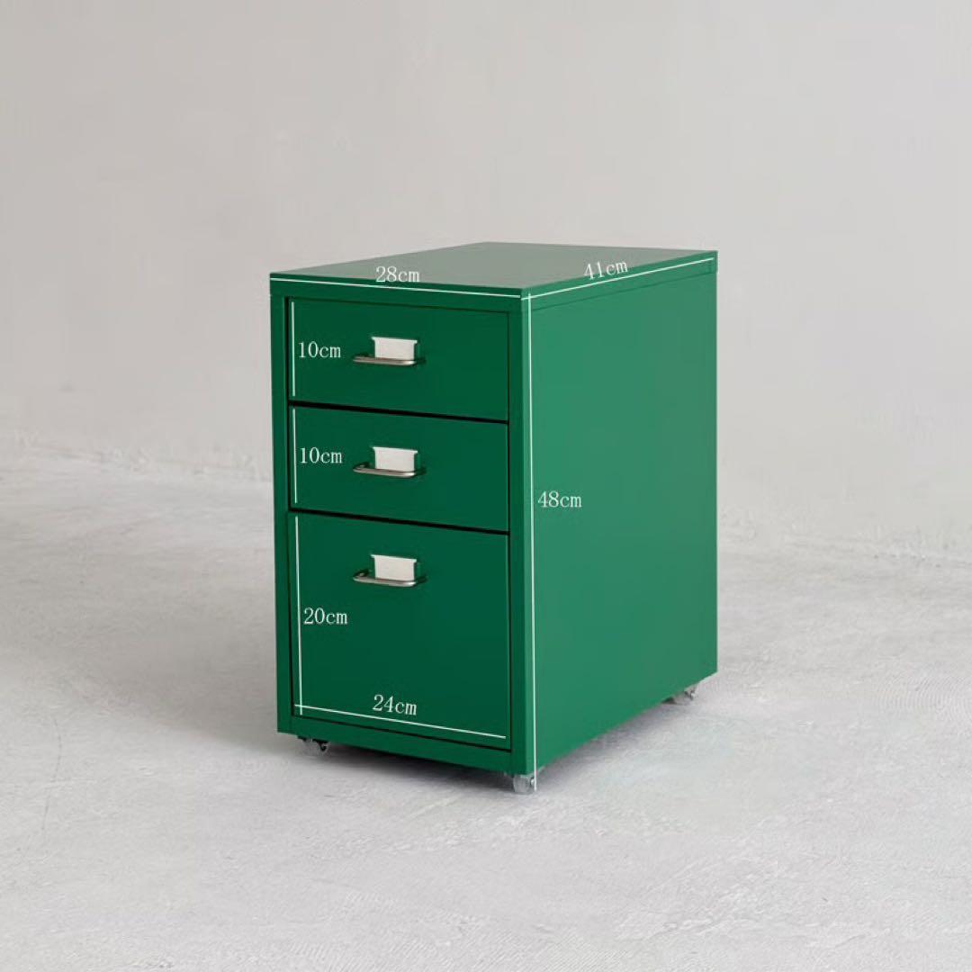 カラー スチールキャビネット デスクワゴン 3段【ART OF BLACK】