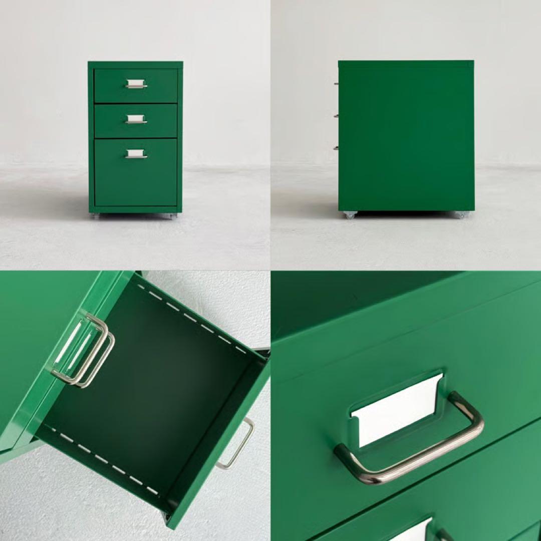 カラー スチールキャビネット デスクワゴン 3段【ART OF BLACK】