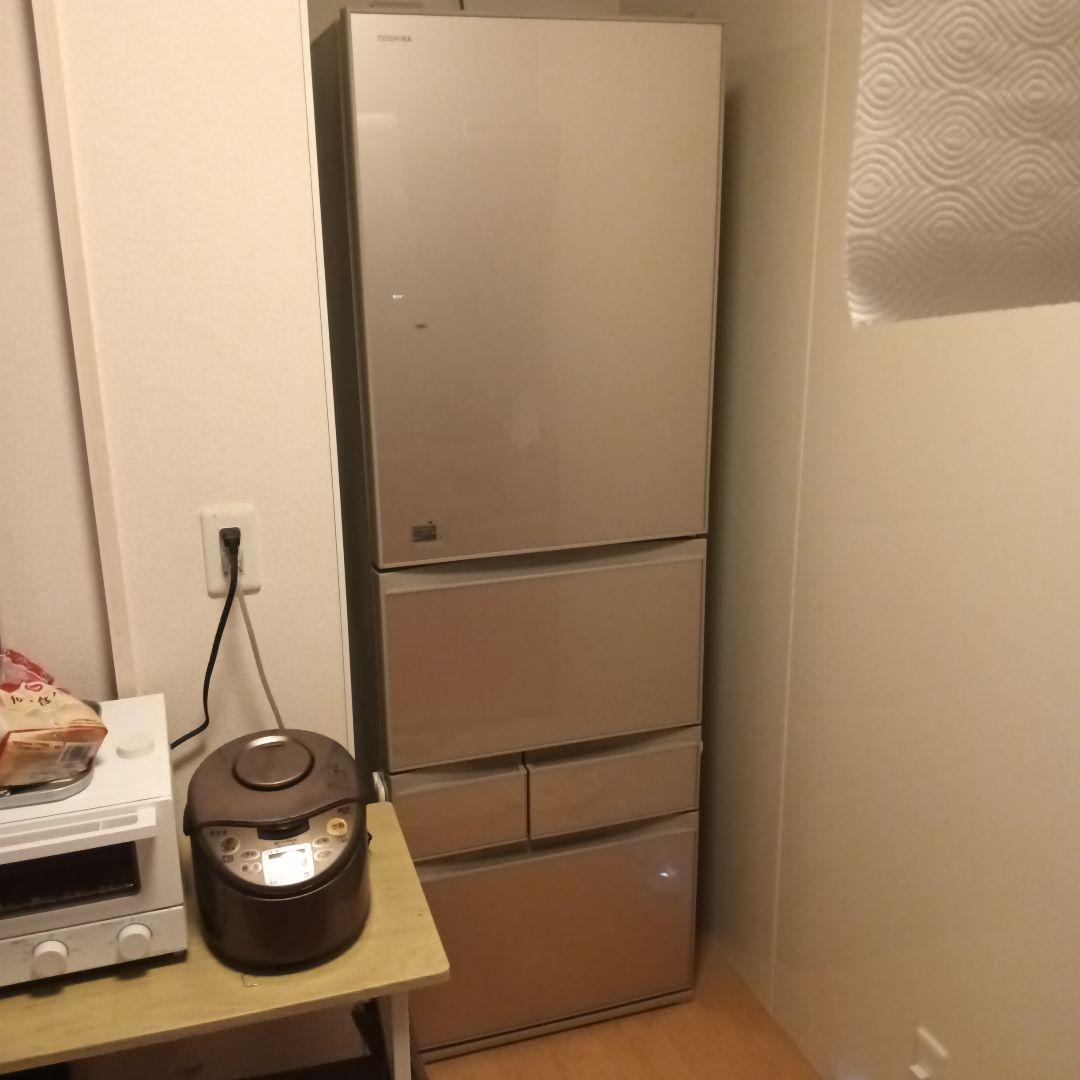 シルバー 4ドア冷蔵庫 野菜室付き