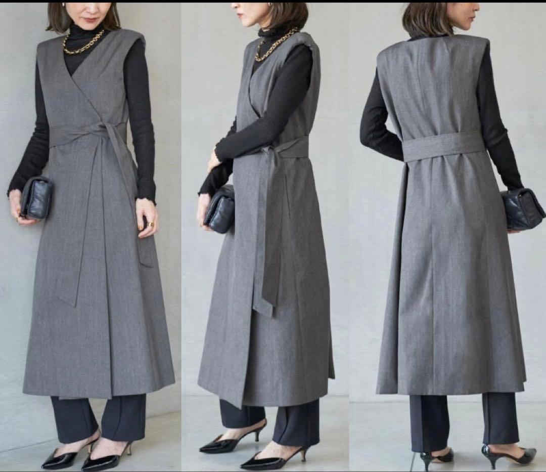 【美品】VERMEIL par iena 2WAY ツイルロングジレワンピース