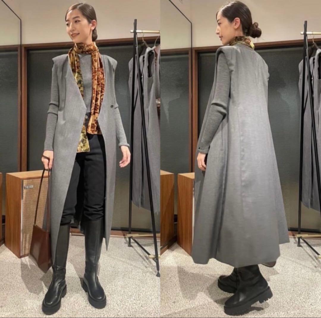 【美品】VERMEIL par iena 2WAY ツイルロングジレワンピース