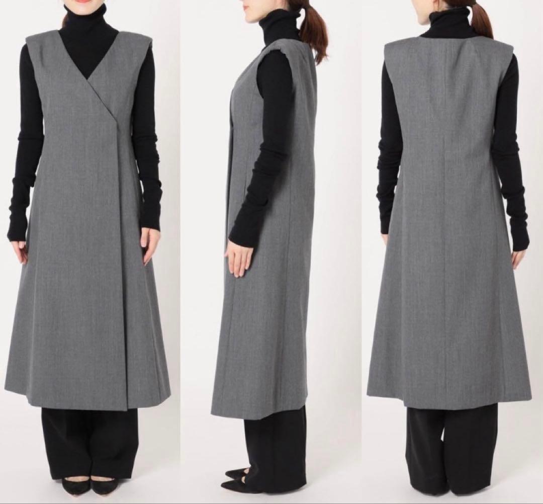 【美品】VERMEIL par iena 2WAY ツイルロングジレワンピース
