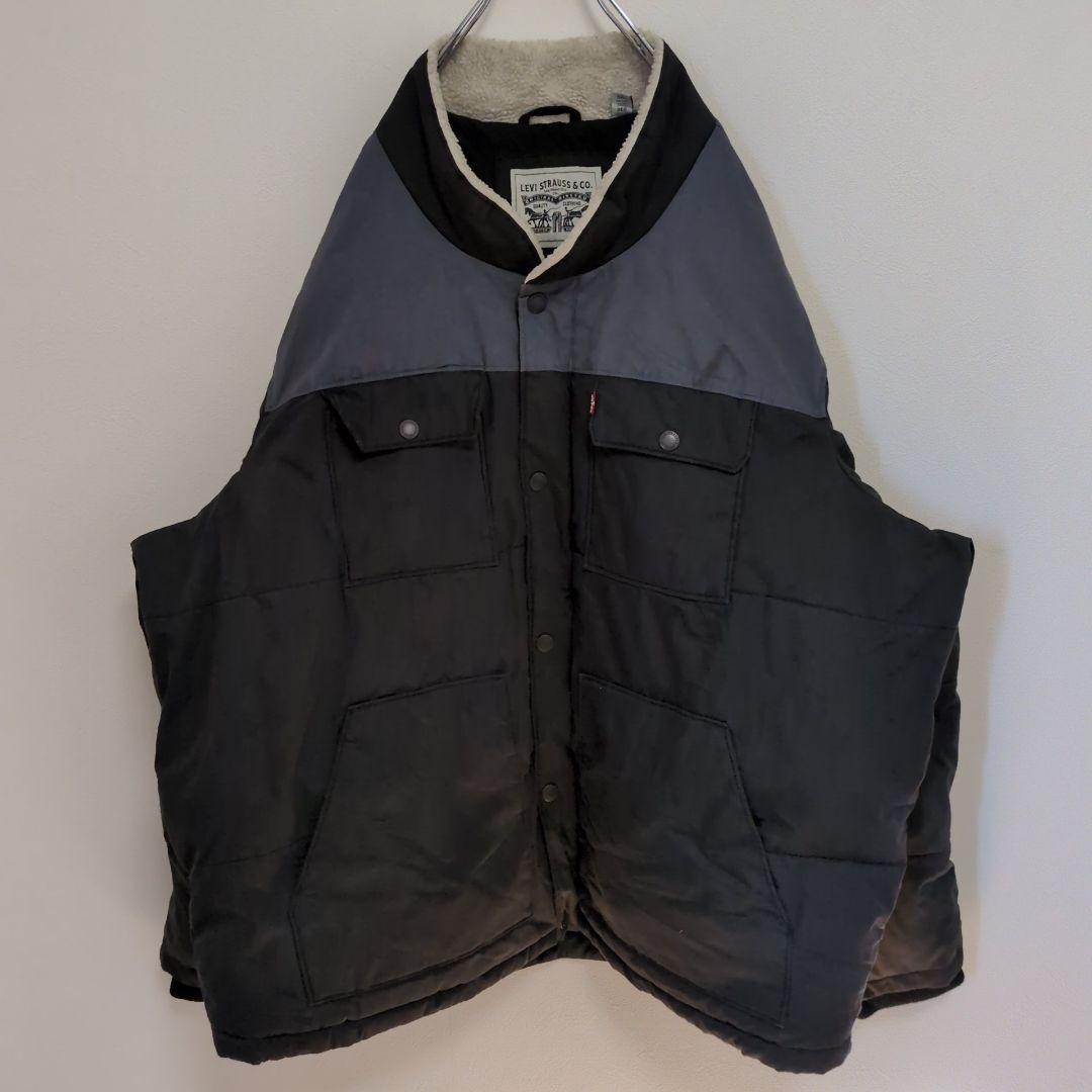 F48【US輸入】リーバイス　ダウンジャケット【メンズ3XL】ブラック　グレー