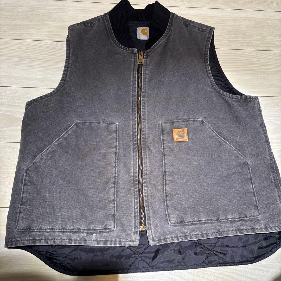 【希少グレー・Lサイズ】カーハート ダックベスト V02 029 メキシコ製