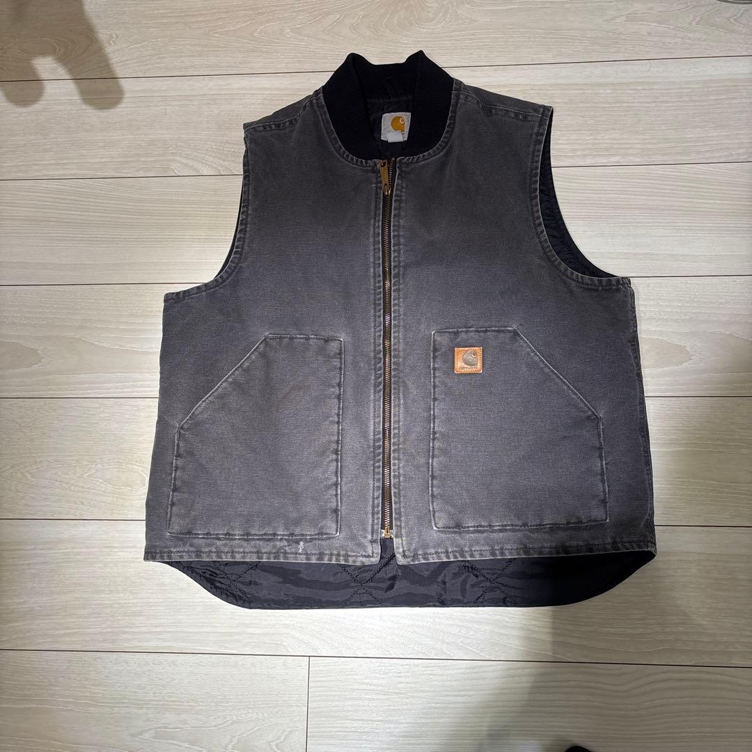 【希少グレー・Lサイズ】カーハート ダックベスト V02 029 メキシコ製