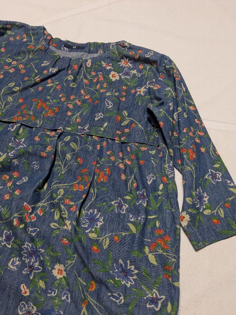 45R フォーティーファイブアール 花柄 デニムチュニック