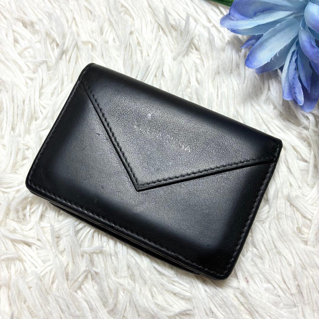 【バレンシアガ 】499201 ペーパー レザー 名刺入れ カードケース 黒