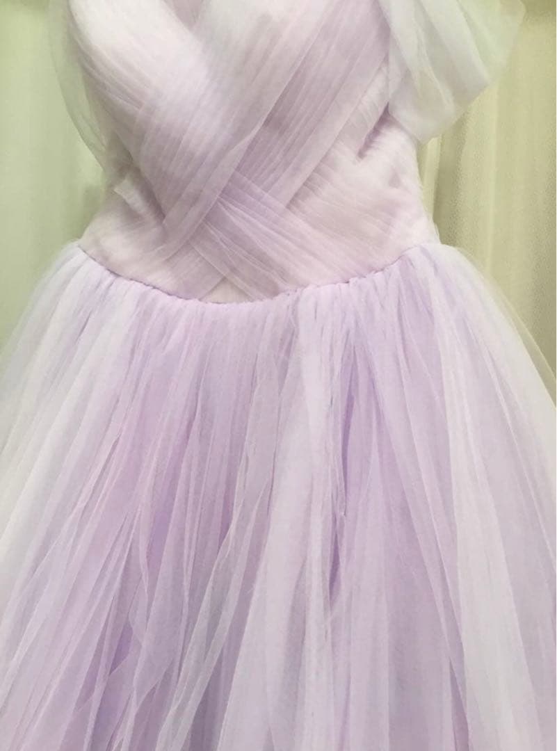ラベンダーオフショルダーチュールドレス