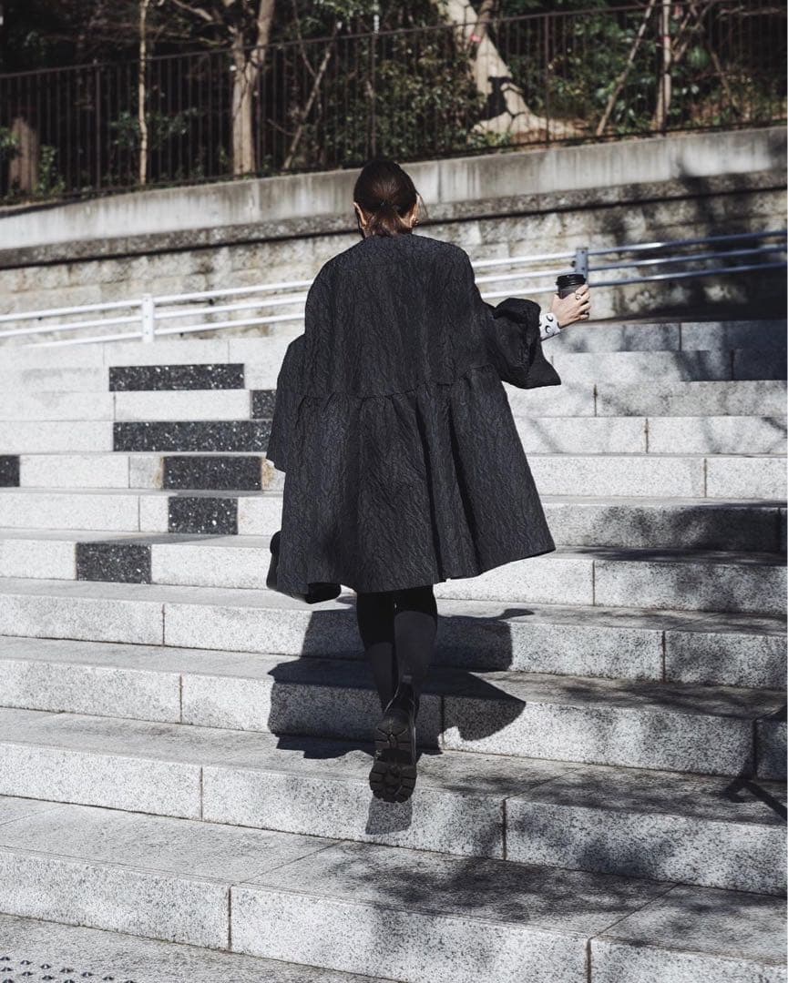 COLUMN ジャカードコート　ボリュームコート　36 ブラック