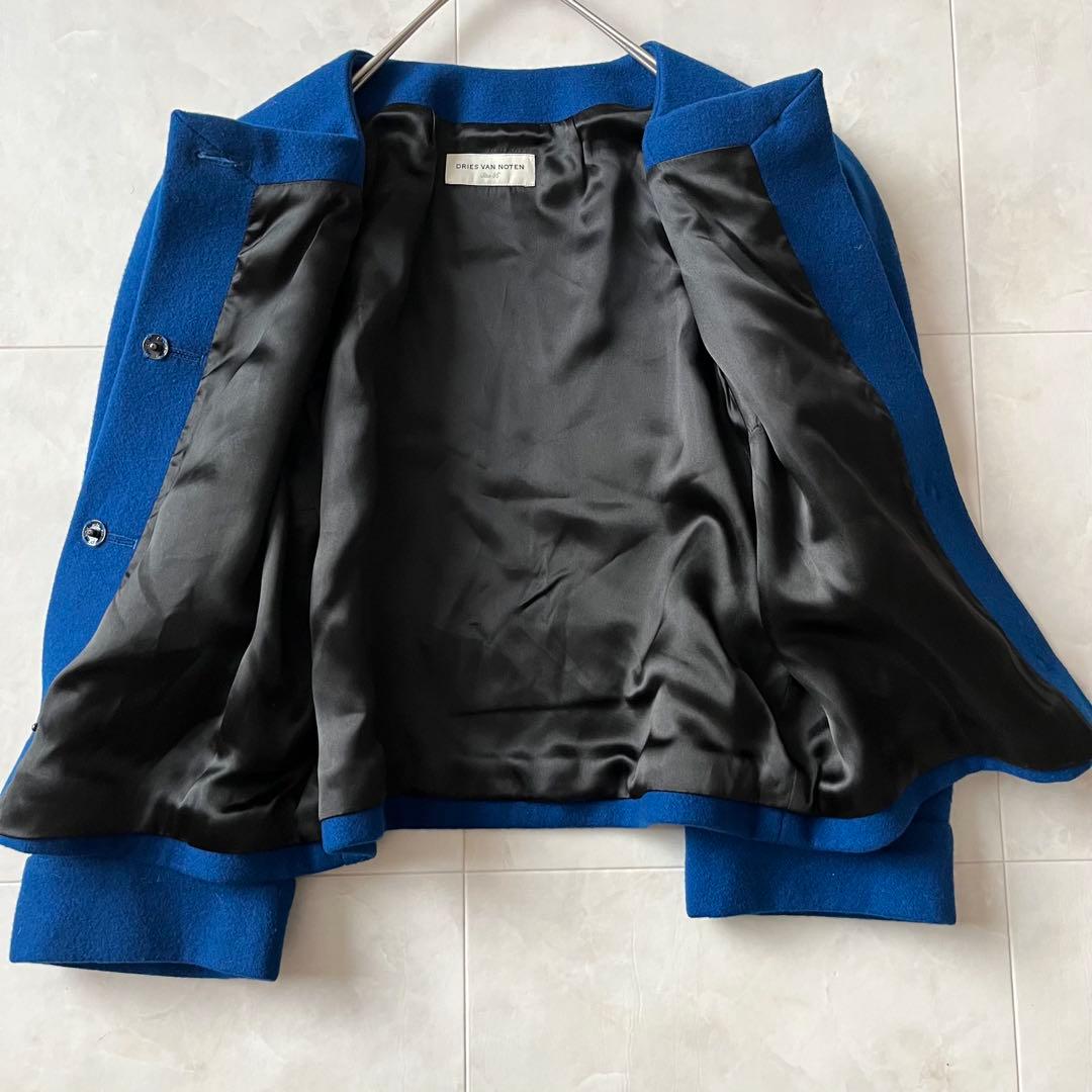 美品✨ドリスヴァンノッテン　ノーカラージャケットロイヤルブルー　フランス製36