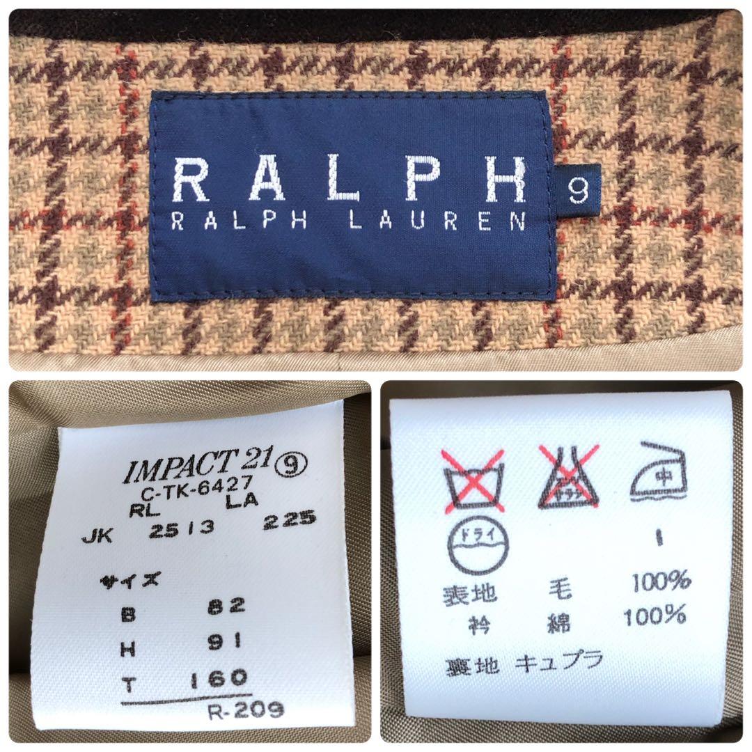 【美品 希少】ラルフローレン テーラードジャケット 刻印ボタン　異素材　チェック