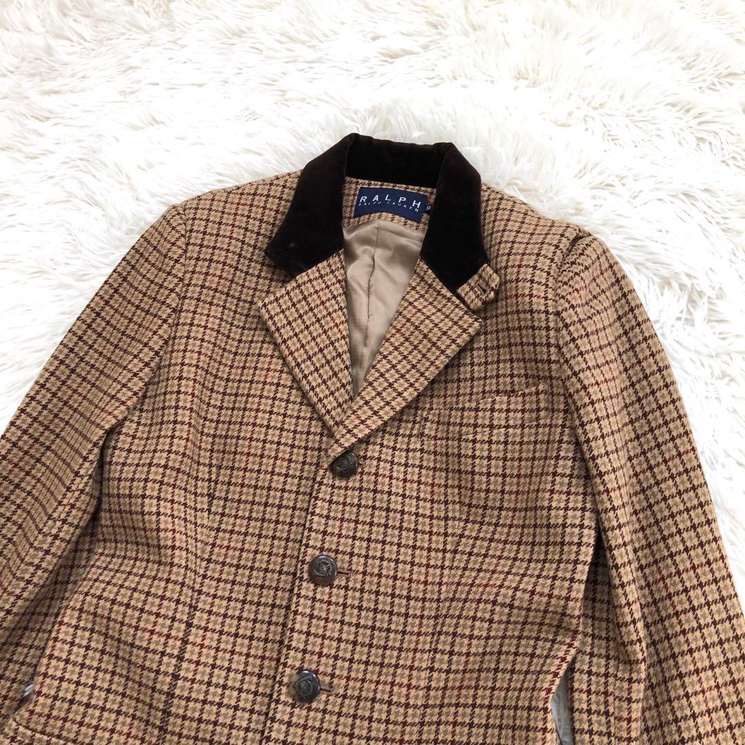 【美品 希少】ラルフローレン テーラードジャケット 刻印ボタン　異素材　チェック