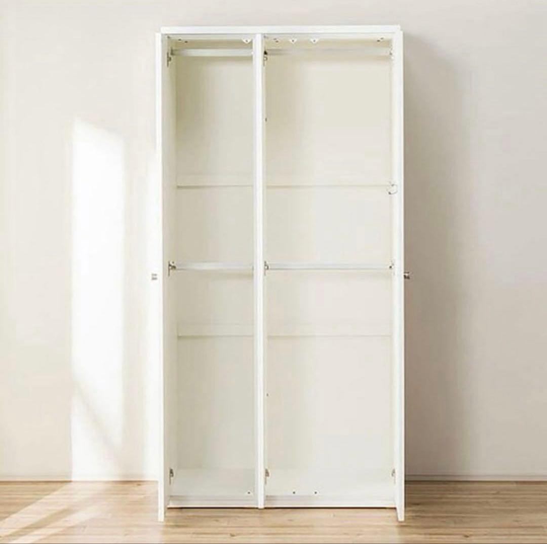 ニトリ★ワードローブ洋服ダンス/ホワイト白/鏡付き