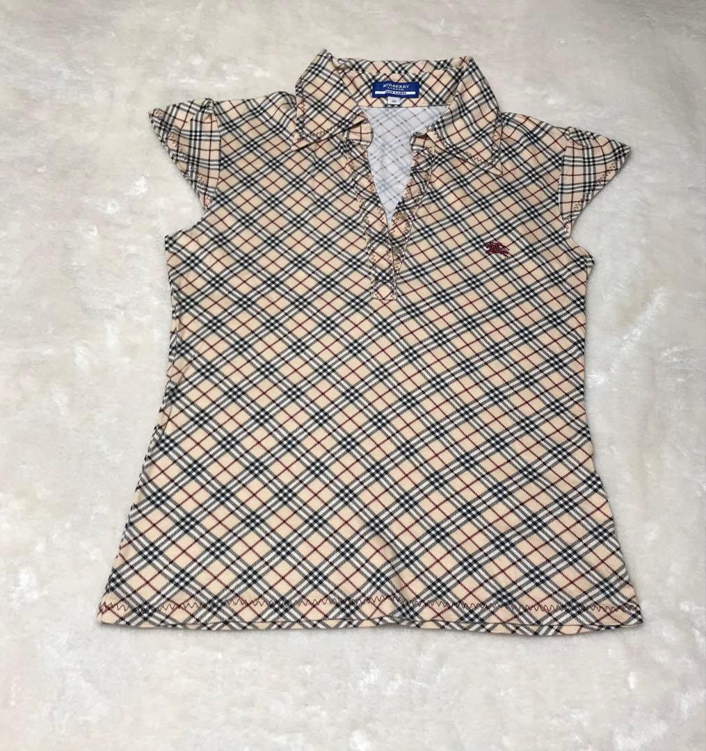 バーバリーブルーレーベル　ノースリーブ　パフスリーブ　ポロシャツ　ノバチェック