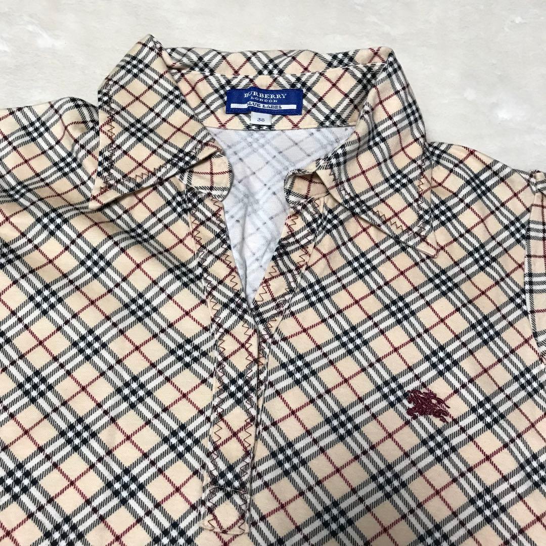 バーバリーブルーレーベル　ノースリーブ　パフスリーブ　ポロシャツ　ノバチェック