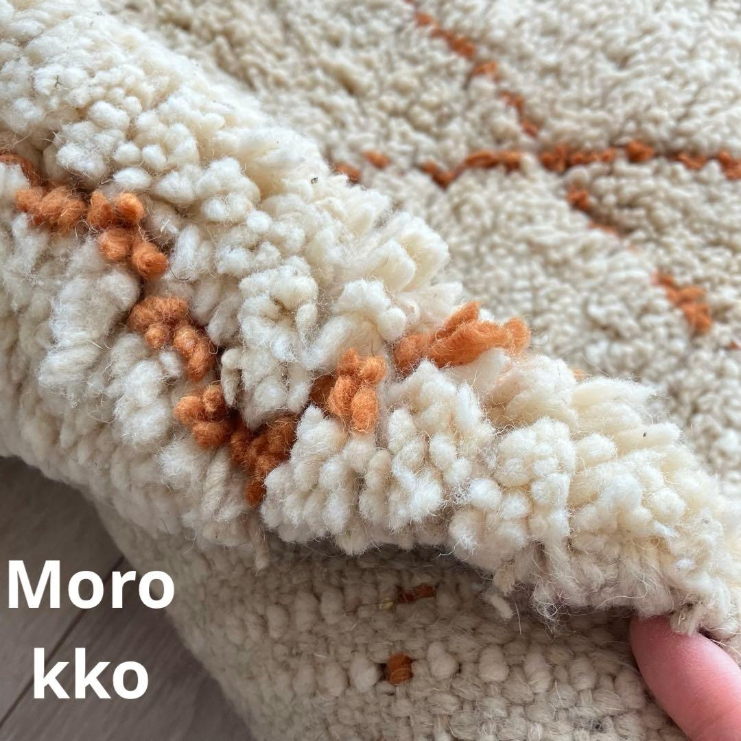 Morokkoモロッコラグ◇ダイヤ　ホワイト　ベニワレン　トルコヴィンテージラグ