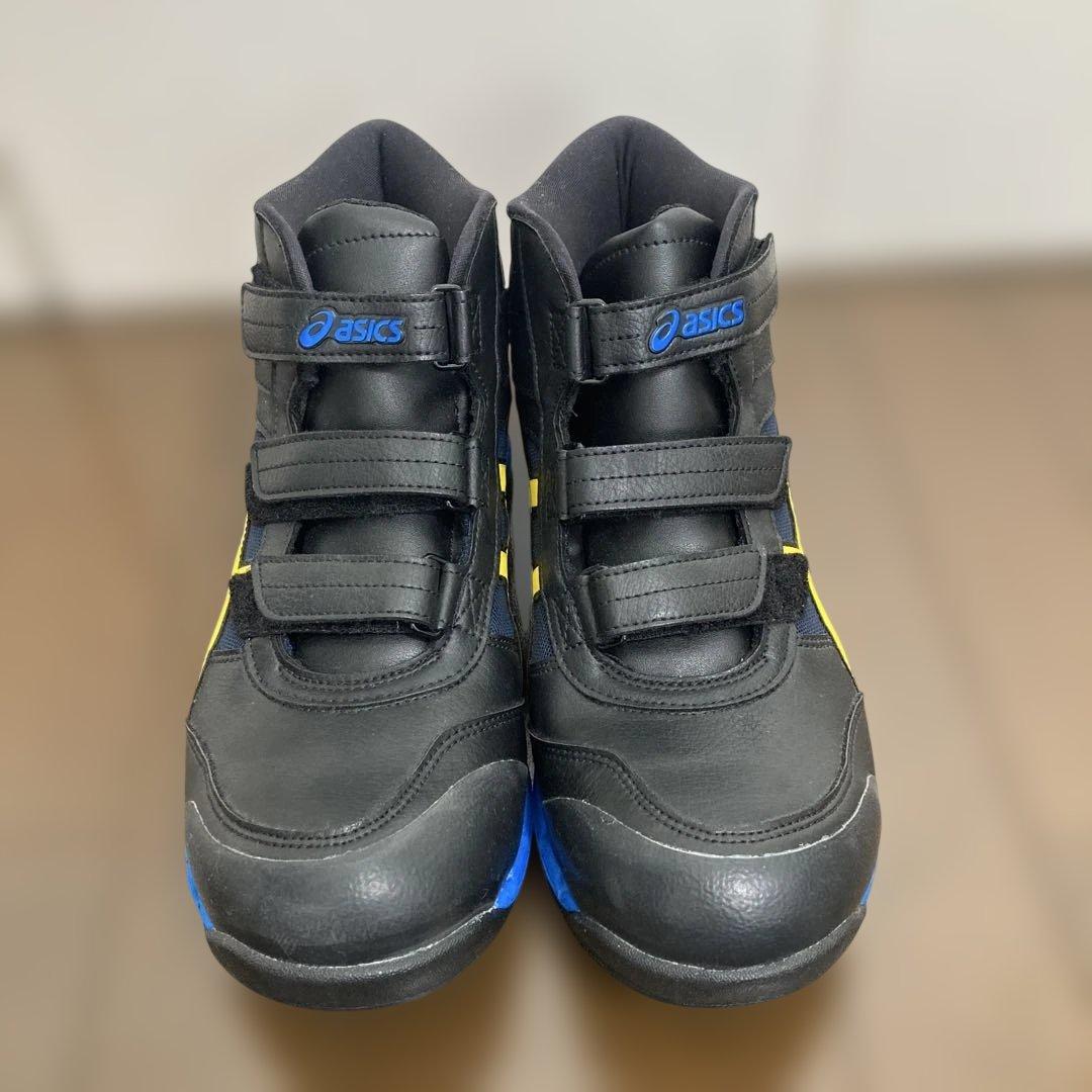 asics ハイカット安全靴 黒/青/黄