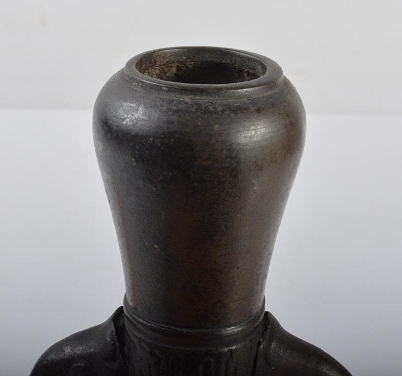 中国　古銅宣徳銅　饕餮文瓜稜蕾口瓶　V　R4319