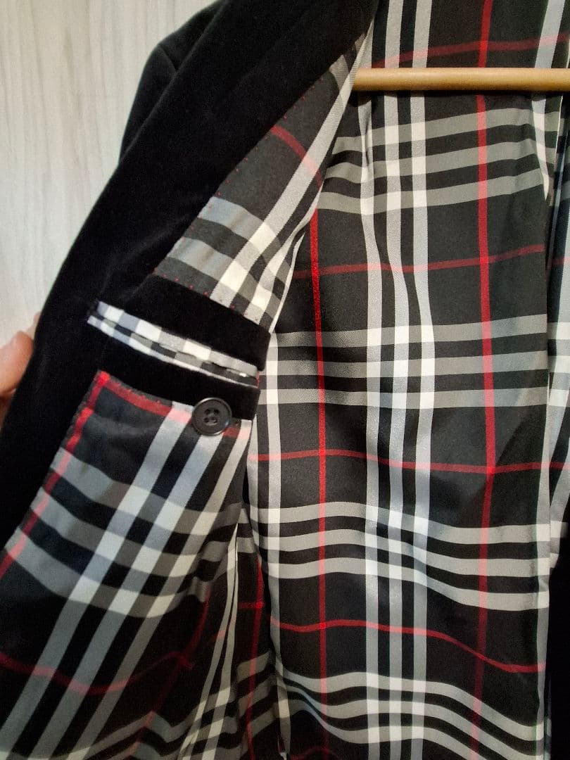 美品 BURBERRY BLACK LABEL ベロアテーラードジャケット L