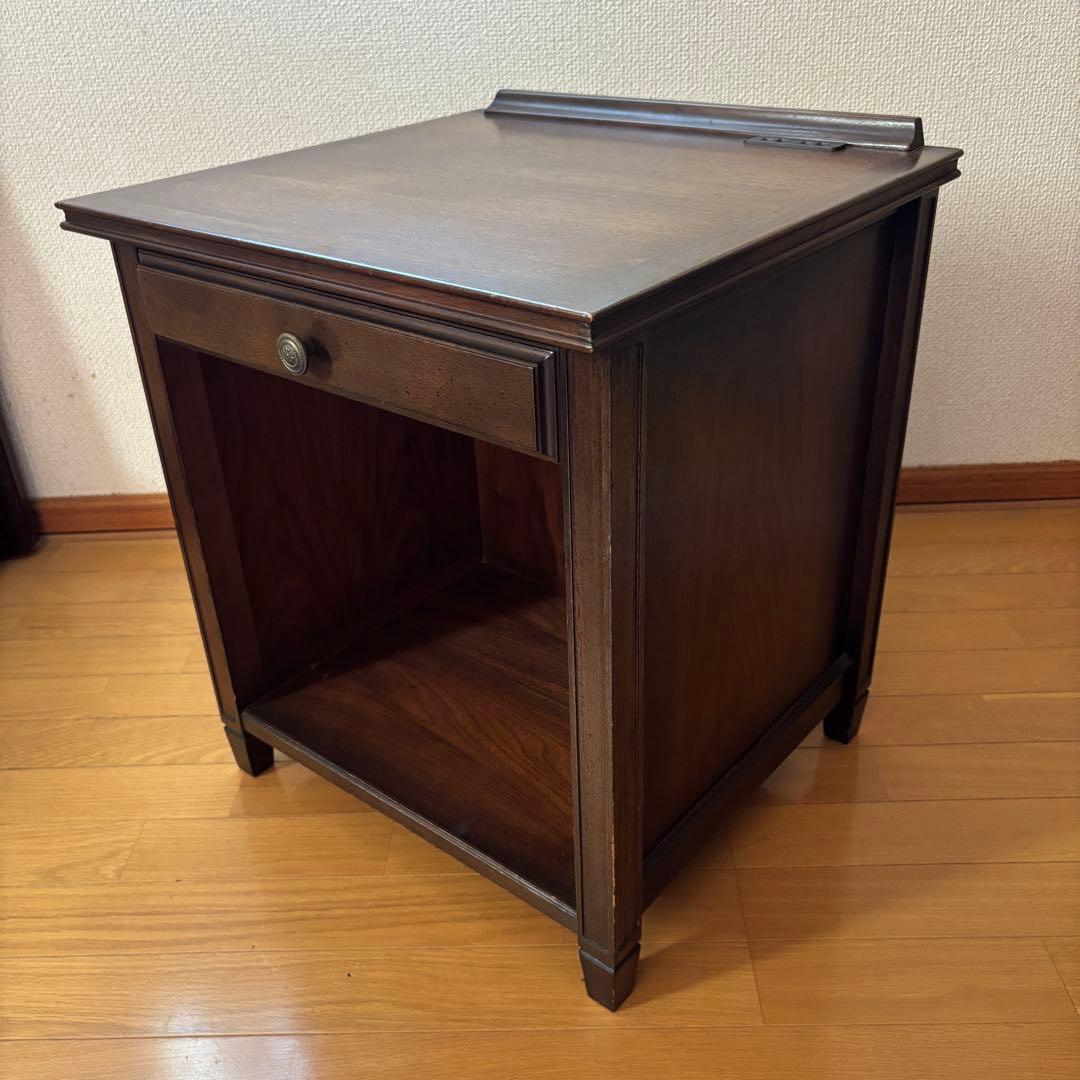 ダークブラウン引き出し付きサイドテーブル アンティーク家具