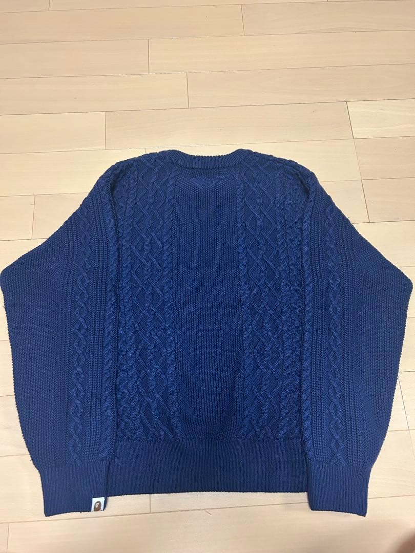 A BATHING APE ケーブルニットセーター M ネイビー