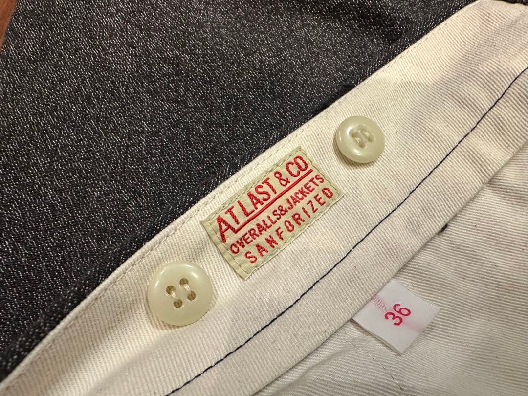 atlast&co ブラックシャンブレー　トラウザー