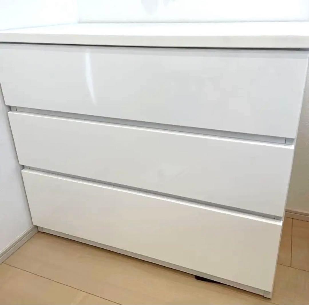 ニトリ　ローチェスト　ホワイト　3段　フォウ　80 WH