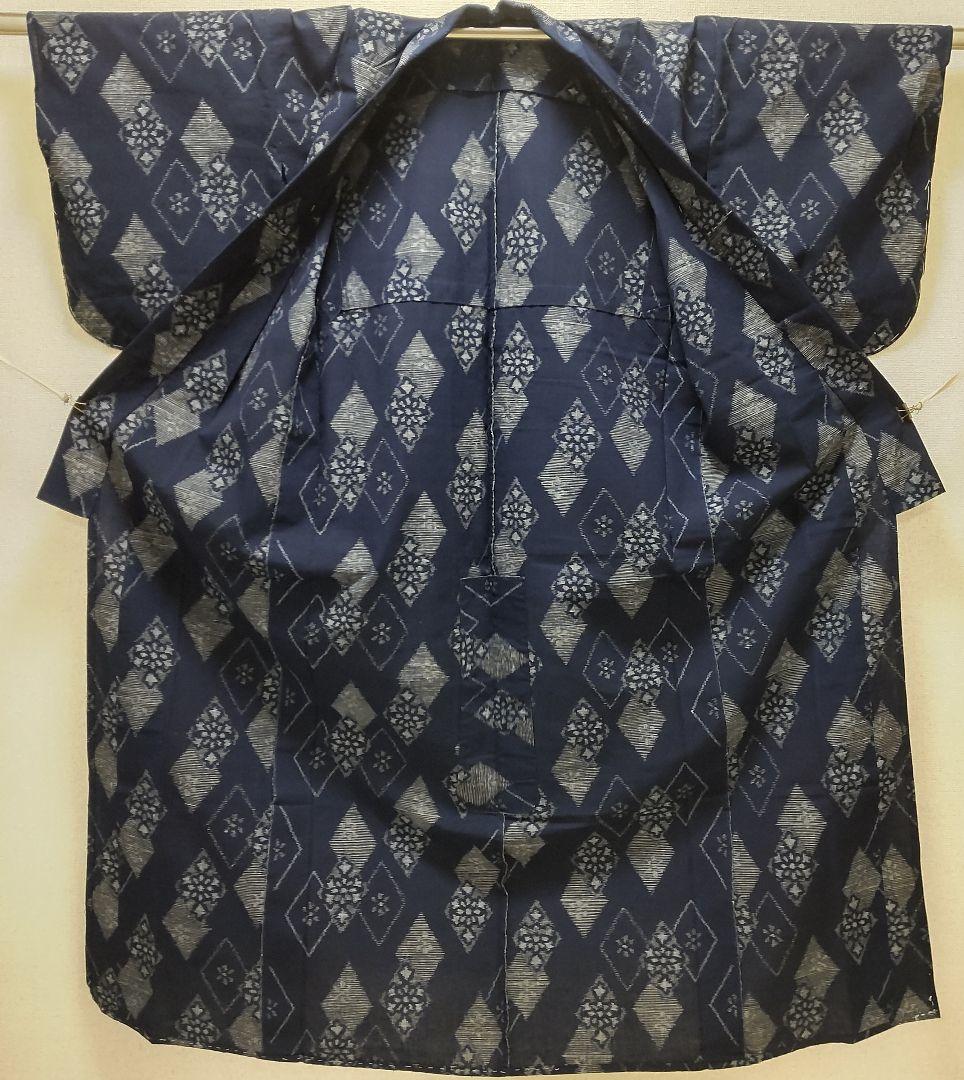 木綿　久留米絣　手織菱花織り出し　着物（９８８）