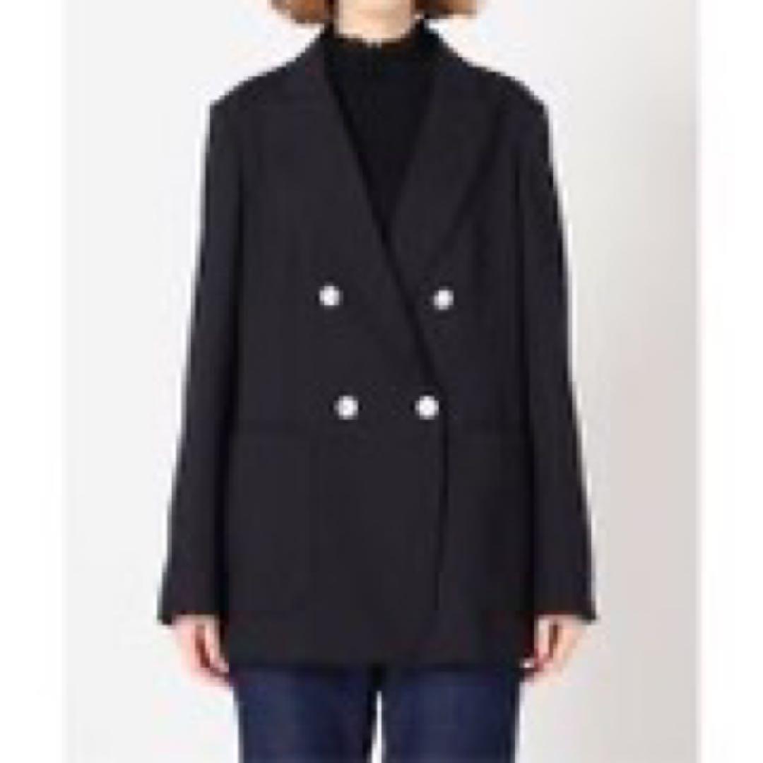 IENA ウールダブルブレストジャケット◆38ネイビー