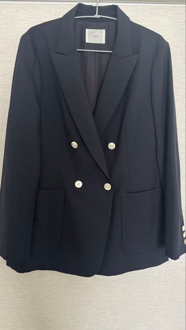 IENA ウールダブルブレストジャケット◆38ネイビー