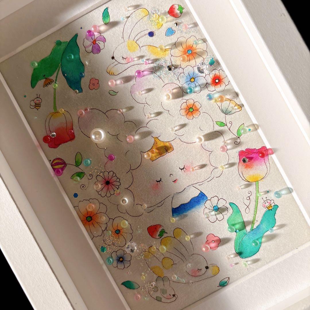 イラスト　グラスアート　水彩画　原画