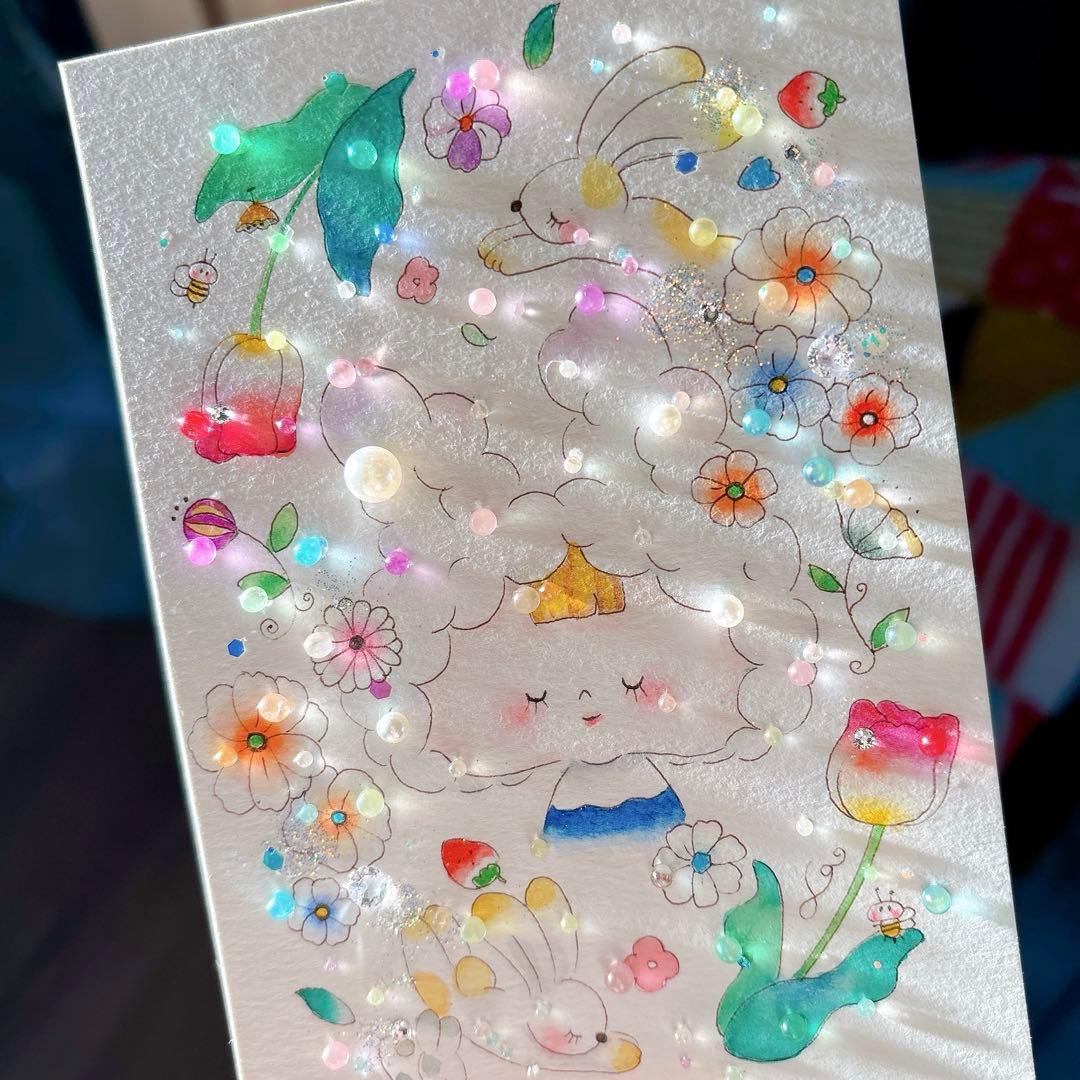 イラスト　グラスアート　水彩画　原画