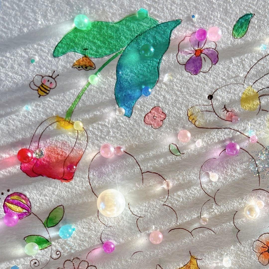 イラスト　グラスアート　水彩画　原画