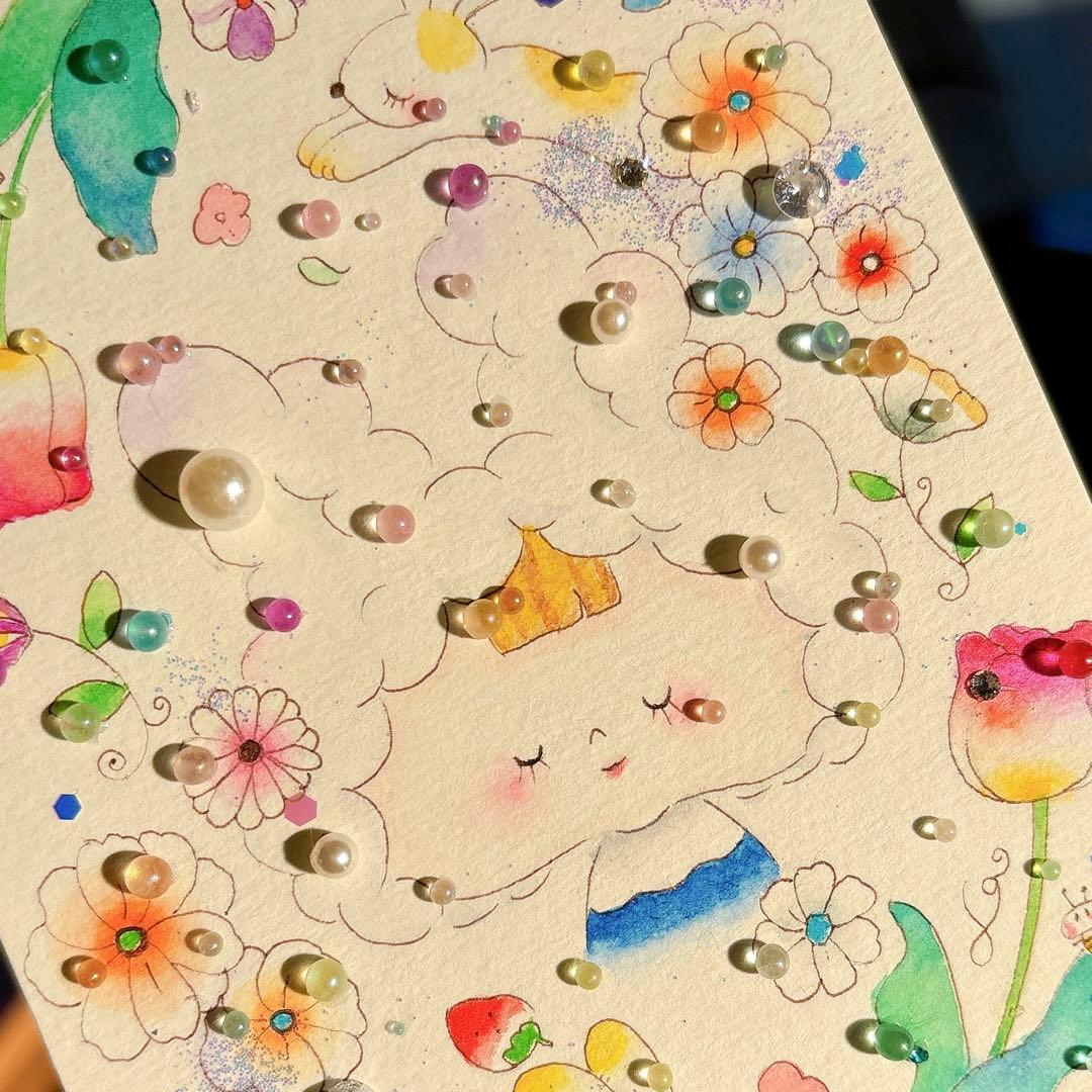 イラスト　グラスアート　水彩画　原画