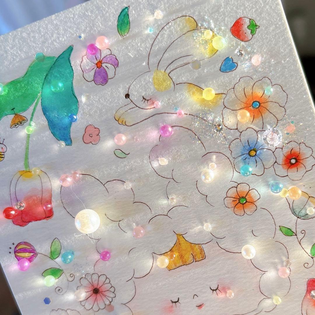 イラスト　グラスアート　水彩画　原画