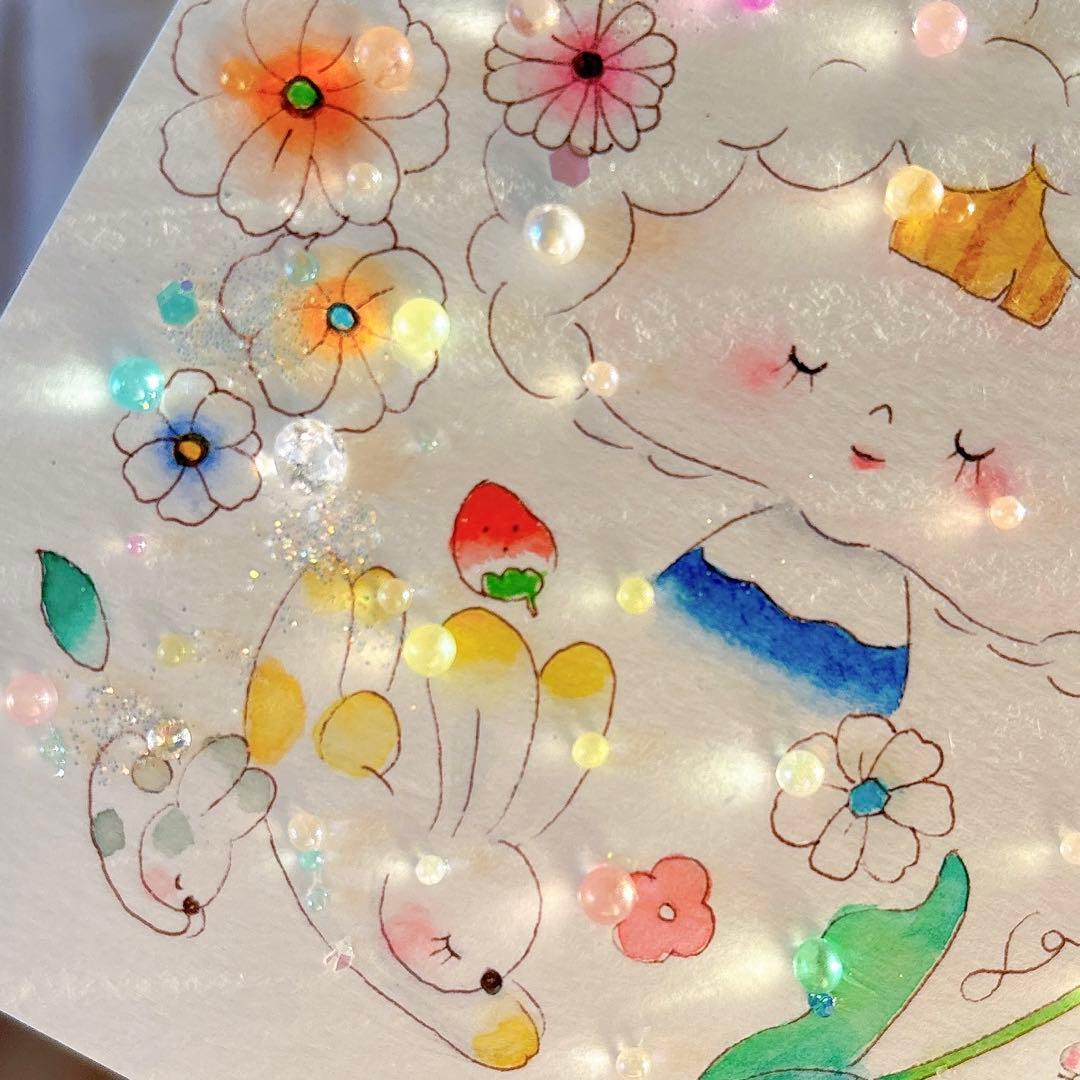 イラスト　グラスアート　水彩画　原画