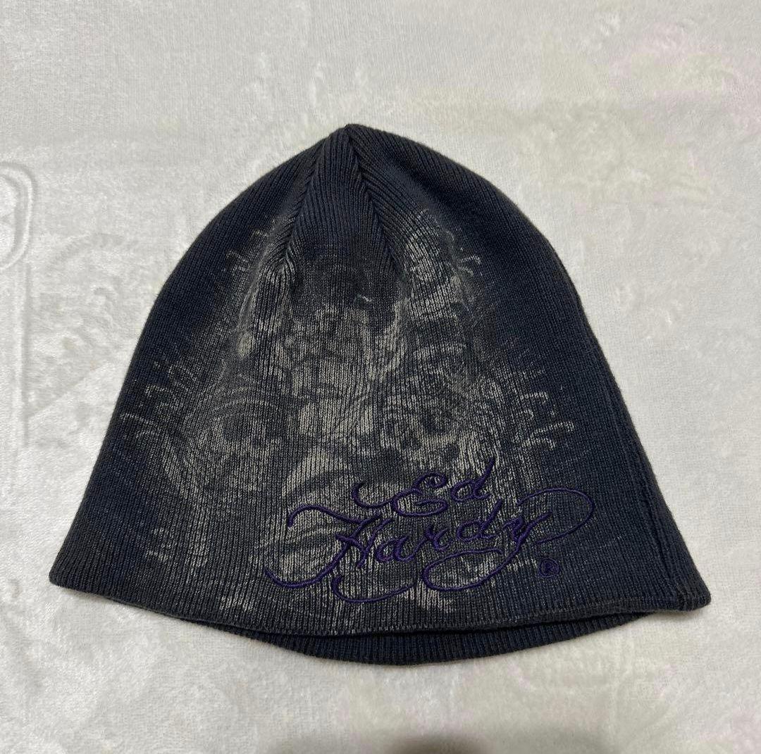 【希少】00's y2k スカル ED HARDY ニット帽 グランジ