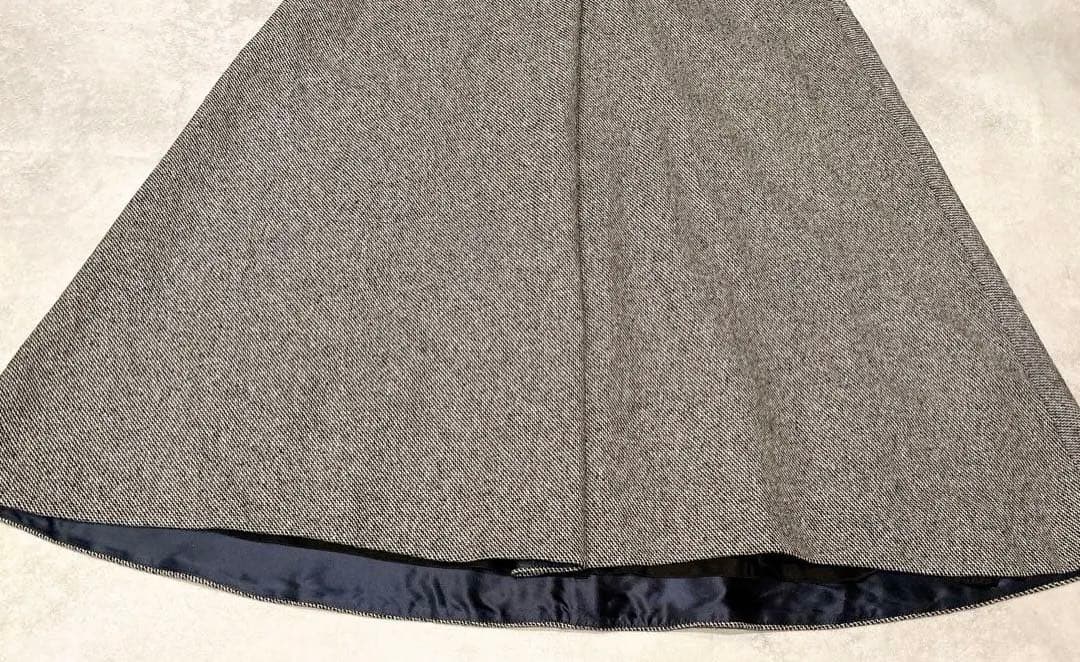 ドゥロワー Drawer ウール混Vネックワンピース ロングワンピース ツイード