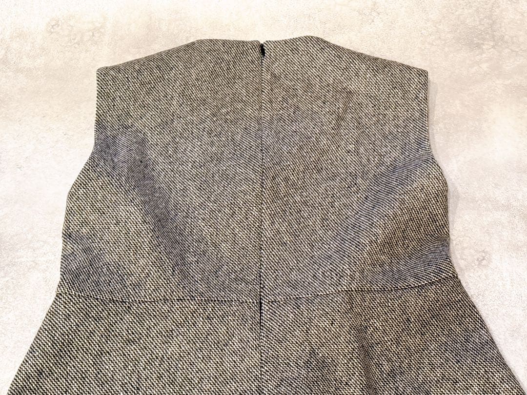 ドゥロワー Drawer ウール混Vネックワンピース ロングワンピース ツイード