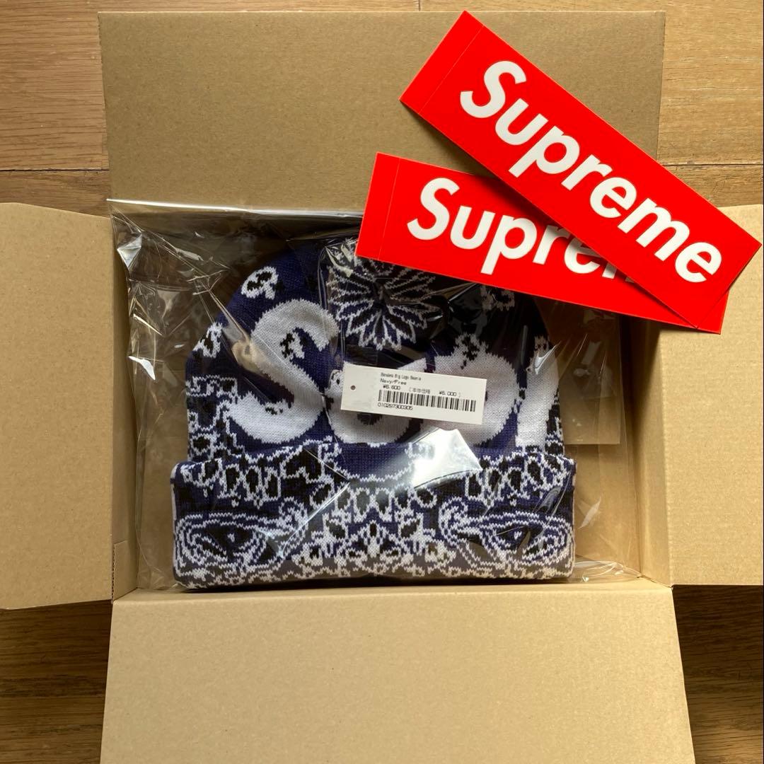 Supreme Big Logo Beanie 紺バンダナ
