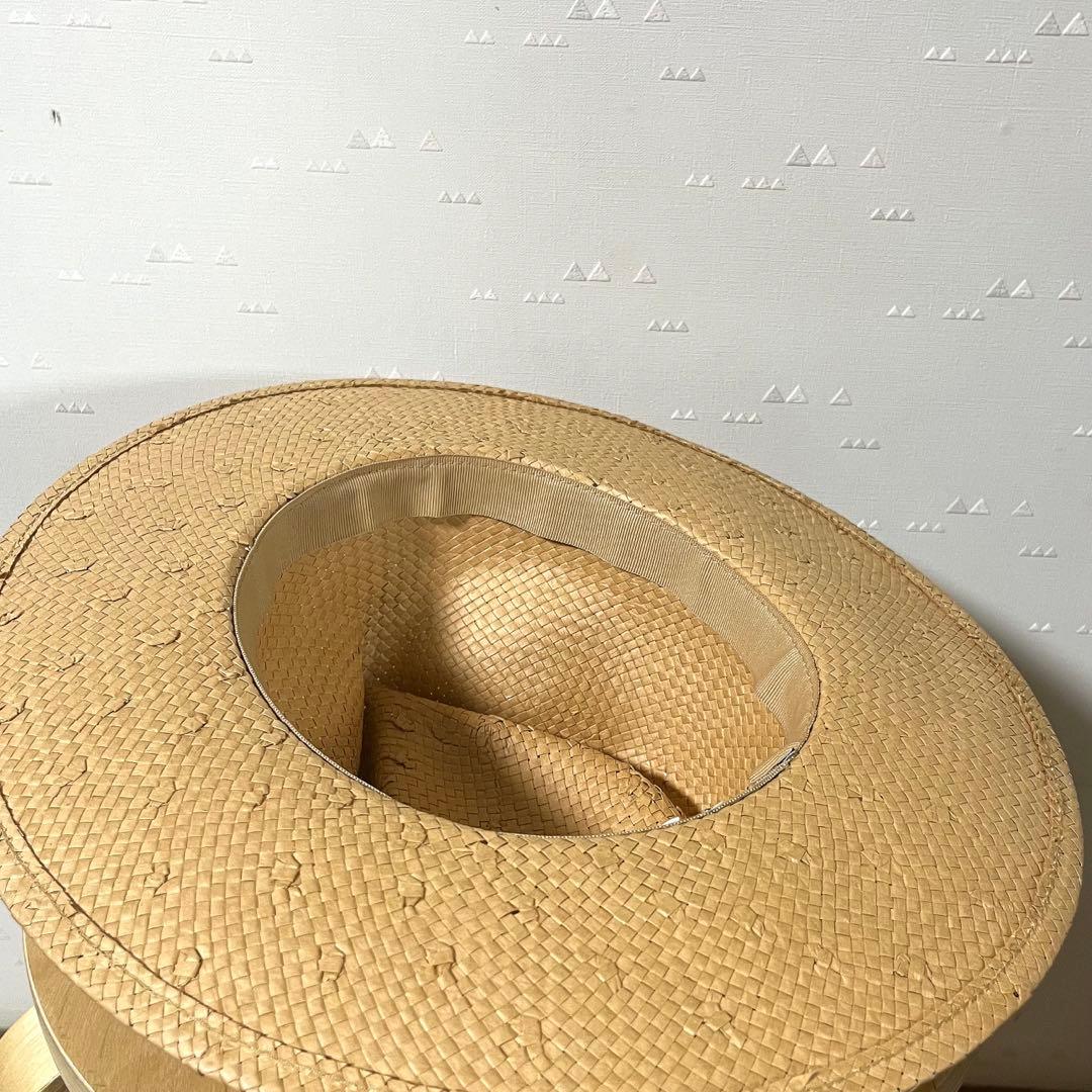 イタリア製 古着 ブロンテ 麦わら帽子 ハット フェドラハット ストローハット