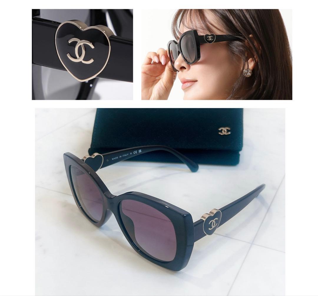 美品 CHANEL スクエアシェイプサングラス ハート ココマーク 完売 希少