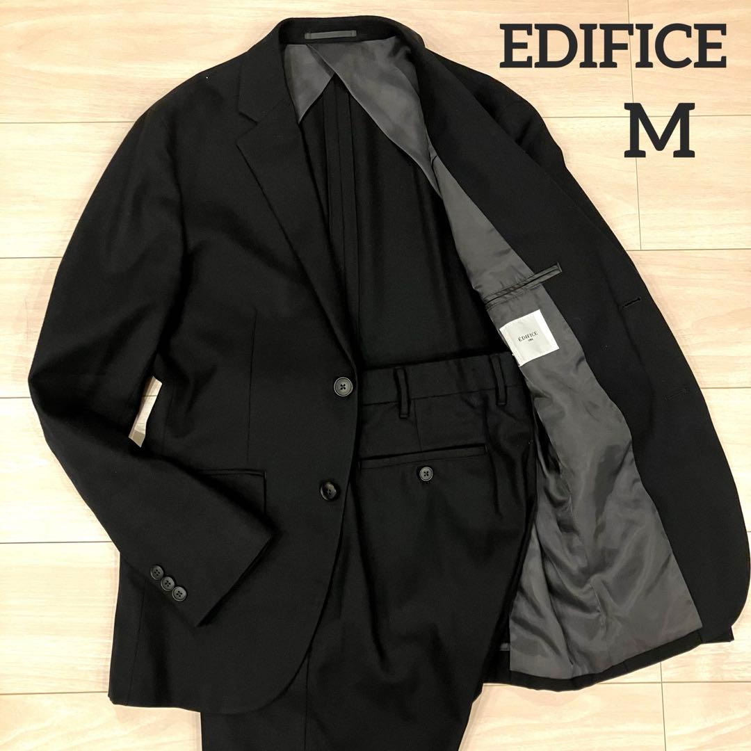 極美品✨️EDIFICE スーツ セットアップ アンコン 伸縮 冠婚葬祭 黒 M